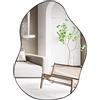 COSTWAY Specchio da Parete 78x56 cm, Specchio da Bagno a Forma Irregolare con Base Posteriore Premium, Specchio Decorativo per Soggiorno Ingresso Bagno (78 x 56 cm Nero)