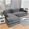 Generic Copridivano elasticizzato con penisola destra/sinistra in velluto a forma di L, copridivano angolare antigraffio per chaise longue 1/2/3/4 posti grigio scuro adatto a 235 300 cm