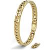 SERASAR Bracciale Uomo Acciaio Inox Catena Cubana Oro Gioielli Moda 20cm