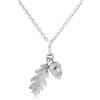 Gemma J Ciondolo a forma di ghianda e foglia in argento sterling lucido, 40-46cm chain, Argento sterling, Nessuna pietra preziosa