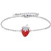 ONEFINITY Bracciale alla fragola in argento sterling 925 con frutta e fragola rossa regali per le donne