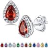 Bestyle Orecchini a Lobo Argento 925 Pietre Portafortuna Luglio Rubino Orecchini Forma Goccia, Stud Orecchini Donna, Confezione Regalo