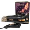 SQUADO Sonar SN-37 Asciugacapelli Portatile da Viaggio, 1500W, 3 livelli di temperatura, Pieghevole, Nero
