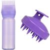 MFUOE Pettine per radice applicatore bottiglia con massaggiatore per cuoio capelluto, spazzola per shampoo, tintura per capelli e strumenti per il trattamento del cuoio capelluto (viola)