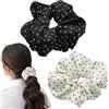 Guiguishiny 2 pezzi Elastici per Capelli a Pois, Scrunchies Elastici per Coda di Cavallo, Accessori Eleganti e Morbidi per Capelli per Donne e Ragazze, Ideali per Uso Quotidiano