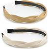 Guiguishiny 2 Pezzi Cerchietti per Capelli Donna Fasce per Capelli Moda Accessori per Capelli Antiscivolo Intrecciati Fasce per Capelli Eleganti Vintage 2 Colori (Beige+Cachi, ONE SIZE)