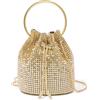 Miss Lulu Pochette Donna Elegante Glitter, Clutch Serale con Chiusura a Cordino, Catena e Decorazioni di Cristalli, Piccola Borsa con Brillanti per Bar Feste e Matrimoni