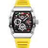 RORIOS Orologi da Polso Tonneau da Uomo Orologio Moda Quarzo Orologi Luminosi Analogico Orologio Sportivo Acciaio Inossidabile con Cinturino in Silicone Giallo