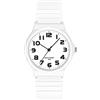 findtime Orologio da donna analogico al quarzo, in plastica, 5 ATM, impermeabile, per ragazze, ragazzi, numeri grandi, orologi semplici da donna anziani, bianco, cinghia