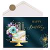 Joli Coon Biglietto auguri compleanno, ELEGANT Marble Cake, ELEGANT | Carta perlata 300g, effetto scintillante, doratura, busta Fine-Art, sigillo in ceralacca autoadesivo