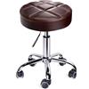 Leader Accessories Sgabello da Lavoro con Ruote Sedie da Bar Cromato Regolabile Girevole Marrone