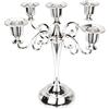WingFly Portacandele in Metallo a 5 Bracci per Candelabri, Candeliere Moderni per la Decorazione Domestica Decorazioni Tavolo Natale Centrotavola Matrimonio, Vintage (Argento)