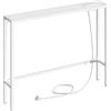 MAHANCRIS Tavolo Consolle da 100 cm, Consolle d'Ingresso con Prese e Porte USB, Tavolino Stretto per Divano, Corridoio, per Corridoio, Soggiorno, Camera da Letto, Corridoio, Bianco ACTWT968UE01