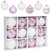 Meleager Palle di Natale Rosa Viola, 12 Pezzi Palline Albero Natale Grandi, Palla di Natalizie 6cm, Palline di Plastica Decorazioni, Decorazioni per Feste, set di Ornamenti per l'albero di Natale