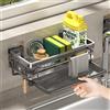 QUTHZZHY Organizer per lavello, organizer per lavello, organizer per lavello, in alluminio, con vaschetta scolapiatti, supporto in spugna da cucina, non è necessario praticare fori, per la