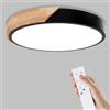 Yexati Plafoniera a LED con Temperatura di colore Regolabile,32W 3000K/4000K/6000K 3200LM, IP54, Plafoniera Led Soffitto Moderna in Legno Con telecomando,Adatto a Soggiorno,Camera da letto, Nero