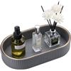 GORESE Vassoio da Bagno, Ovale Vassoio Decorativo in Pelle Vassoio Portaoggetti Vassoio per Profumi Svuotatasche Vassoio da Portata per Bagno,Cucina,Tavolo,Soggiorno,Camera da Letto(Grigio)