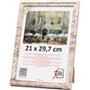 3-B MORI Cornice portafoto MORI - Bianco vintage (rustico con venature del legno visibili) - 21 x 29,7 cm (A4) - Cornice in legno, portafoto, cornice per documenti con vetro acrilico