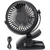 Telgoner Mini ventilatore USB, ventilatore portatile silenzioso con batteria ricaricabile, 3 velocità, 360 velocità rotanti per camera da letto, ufficio, passeggino, campeggio