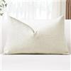 JOTOM Federa per cuscino in ciniglia, 40 x 60 cm, morbida, bianca, decorativa, per divano, soggiorno, letto, decorazione per la casa (bianco crema)