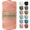 Likeecords macrame corda 4mm x 100m,filo macrame,cotone macrame,filo di cotone per borse all uncinetto per Appendiabiti per Fiori, Home Decor (farina di carne)