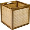 HMF - Cesto portaoggetti adatto per le mensole Kallax, cesto in rattan con intreccio viennese e legno di acacia | Motivo 1 | 32 x 34 x 32 cm