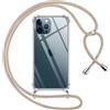Pnakqil Cover per iPhone 12 Pro Max con Cordino, Trasparente Custodia con Laccio Tracolla Cellulare Girocollo Collana Protettiva per iPhone 12 Pro Max 6.7 Pollic, Khaki