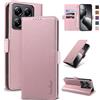 Yunubeyii Cover Libro per Xiaomi 14T Pro 5G - [Blocco RFID] Luxury PU Leather Portafoglio Card Holder Magnetic Phone Custodia con Kickstand, Cover Protettiva Antiurto, Rosa