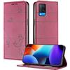 XINYEXIN Custodia per Oppo A16 / A16s / A54s, Cover a Libro in Pelle PU con Blocco RFID, Slot per Carte, Supporto, Protezione Completa Antiurto - Rosso