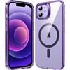 Supdeal Cover Magnetica per iPhone 12/iPhone 12 Pro, [Compatibile con MagSafe] [Trasparente Anti Ingiallimento] [Edge Antiscivolo] Antiurto Protettiva Custodia 6,1 Pollici, Viola