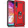 JOYTAG Custodia per Samsung A70 + pellicola protettiva in vetro temperato in silicone TPU girevole a 360 gradi con supporto magnetico per telefono auto case-rosso