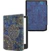 kwmobile Custodia eReader Compatibile con Pocketbook Verse/Pro/Color/Vivlio Light Cover - eBook Reader Flip Case - giallo/blu scuro - Mandala Dorato
