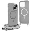 YFSYLL Magnetica Cover per iPhone 13 Mini con Cordino,Compatibile con MagSafe,Silicone Case con Regolabile Cordino da Collo Nylon Catena Collana Tracolla - Grigio