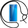 Pnakqil Custodia Cordino Cover per Xiaomi Redmi 9A/9AT 4G 6.53 Girocollo Collana Cordoncino Collo Cordini Cordino Tracolla Catena Silicone Protettiva Trasparente Custodia per Redmi 9A 4G Cover, Nero