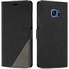 SONWO Cover per Samsung Galaxy S7, Flip Caso in PU Pelle Case Cover Custodia con Slot per Schede e Supporto Stand per Samsung S7, Nero