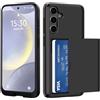 ÁRBOLORO Cover per Samsung Galaxy S24 Plus con Porta Carte Custodia Portafoglio Antiurto Anti-Graffio Resistente Grado Militare Protettiva Slot Nascosto Scorrevole Case, Nero