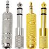 KUOQIY 4 Pezzi Adattatore per Cuffie, Audio Stereo Spina 6.35mm Maschio a 3.5mm Femmina e 3.5mm Maschio a 6.35mm Femmina, Adattatore Stereo HiFi per Cuffie, Microfono, Placcato Nickel/Oro