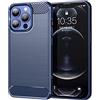 owlhold Cover per iPhone 13 Pro, Custodia Spazzolata e Fibra di Carbonio Morbido Silicone TPU Slim Fit Case, Antiurto, Antigraffio, Antiscivolo, Protezione Grado Militare, Blu