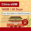 SIM2ROAM eSIM Cina - 10GB di dati per 30 giorni | Cina continentale e Macao | Dati di prova gratuiti in Canada | Accesso Internet illimitato | Supporta Google, Facebook, WhatsApp, Instagram e altro