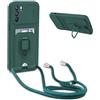 YFSYLL Cover Compatibile con Oppo A16 / A16S / A54S con Cordino,Custodia con Cordino Silicone Cover,Protezione Fotocamera,360°Anello Supporto,Porta Carte,Verde Scuro