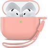 MyGadget Custodia in Silicone per AirPods 4 [ 2024 ] - [ Compatibile con Qi ] con Braccialetto in Silicone - Custodia Protettiva Morbida - Rosa
