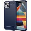 owlhold Cover per iPhone 15, Custodia Spazzolata e Fibra di Carbonio Morbido Silicone TPU Slim Fit Case, Antiurto, Antigraffio, Antiscivolo, Protezione Grado Militare, Blu