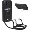 YFSYLL Cover Compatibile con Xiaomi Poco X6 Pro 5G/Redmi K70E 5G con Cordino,Custodia con Cordino Silicone Cover,Protezione Fotocamera,360°Anello Supporto,Porta Carte,Nero