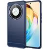 owlhold Cover per Honor Magic 6 Lite 5G, Custodia Spazzolata e Fibra di Carbonio Morbido Silicone TPU Slim Fit Case, Antiurto, Antigraffio, Antiscivolo, Protezione Grado Militare, Blu