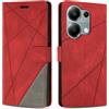 SONWO Cover per Redmi Note 13 PRO 4G, Flip Caso in PU Pelle Case Cover Custodia con Slot per Schede e Supporto Stand per Redmi Note 13 PRO 4G, Rosso
