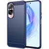 owlhold Cover per Honor 90 Lite 5G, Custodia Spazzolata e Fibra di Carbonio Morbido Silicone TPU Slim Fit Case, Antiurto, Antigraffio, Antiscivolo, Protezione Grado Militare, Blu