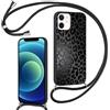 Foonary Cover con Cordino per Apple iPhone 12 Mini 5,4, Custodia con Laccio Collana Tracolla Aesthetic Disegni Antiurto TPU Necklace Regolabile Protettiva Corda Case per iPhone 12 Mini, Leopardata