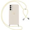 Oelrstfe Cover per Samsung Galaxy A14 5G/4G con Cordino,Custodia Silicone Morbido Sottile con Motivo Cuore e Collana Laccio Tracolla,Antiurto Antigraffio Corda Collo Regolabile Protettiva Case,Bianco