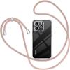 XTCASE Cover per Xiaomi Redmi Note 14 5G con Cordino, Trasparente Custodia con Laccio Collo Tracolla Corda Cinghia, Ultra Sottile Morbido TPU Silicone Antiurto AntiGraffio Case, Oro Rosa