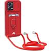 Dllatui Cover Compatibile con Xiaomi Redmi Note 12 5G/Poco X5 5G, Cover con Cordino Tracolla, Slidable Fotocamera Protezione Custodia,Supporto,Slot Schede, Silicone Case (Rosso)